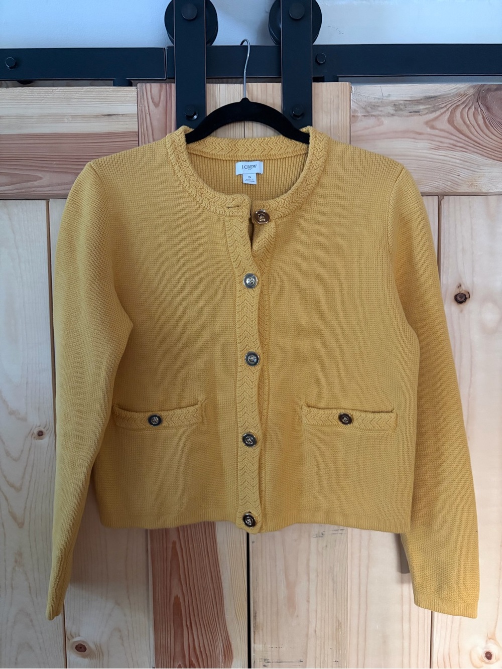 J. Crew Factory YellowKnit Button Front Long Sleeve Sweater Cardigan Lady Jacket
